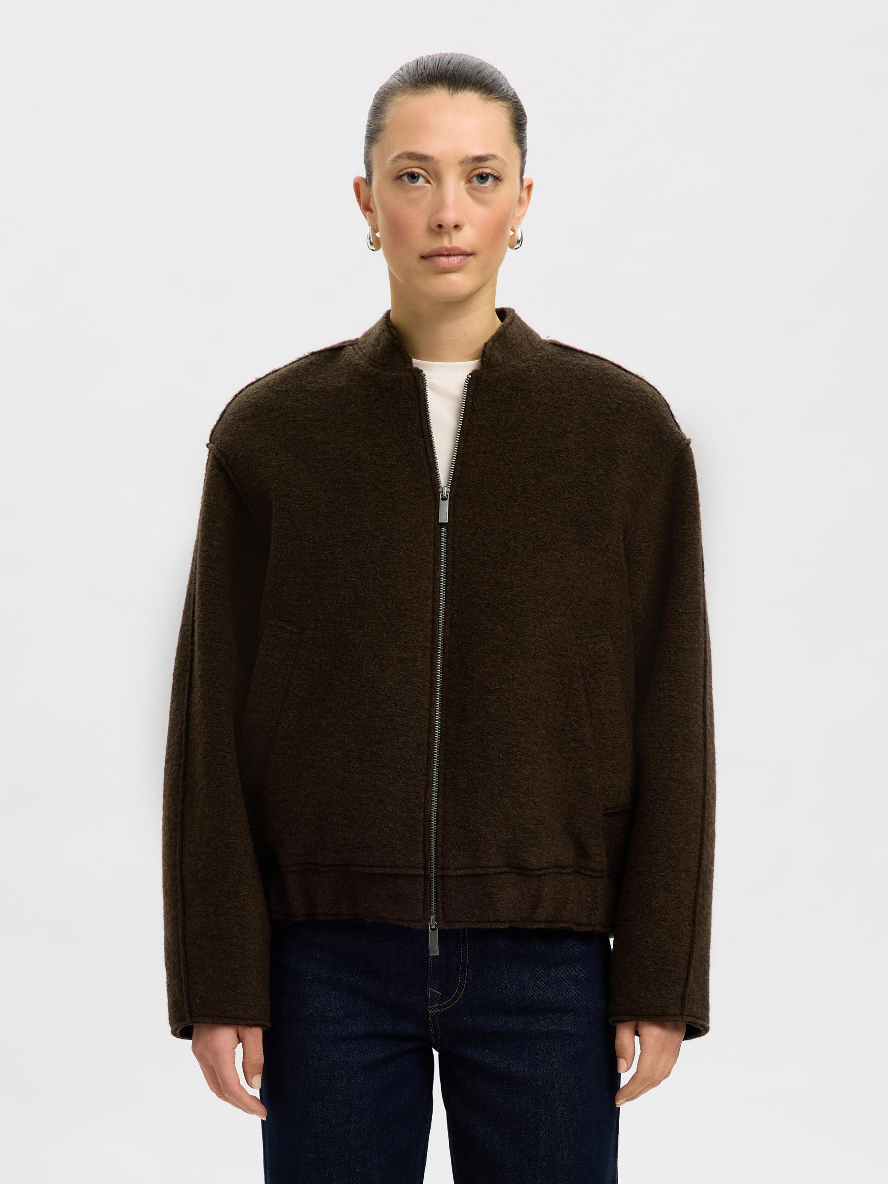 WOOL BLEND BOMBER JACKET, Delicioso, highres