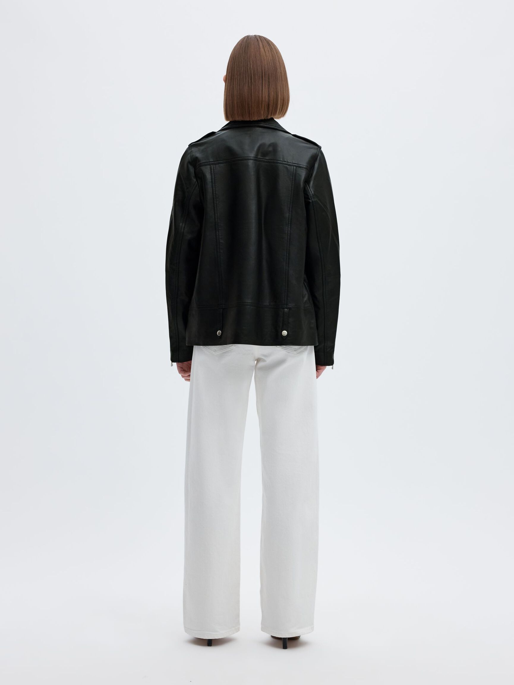 OVERSIZE VESTE EN CUIR, Black, highres