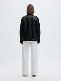 OVERSIZE VESTE EN CUIR, Black, highres