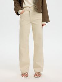 HIGH WAIST WIDE LEG JEANS, Ecru, highres