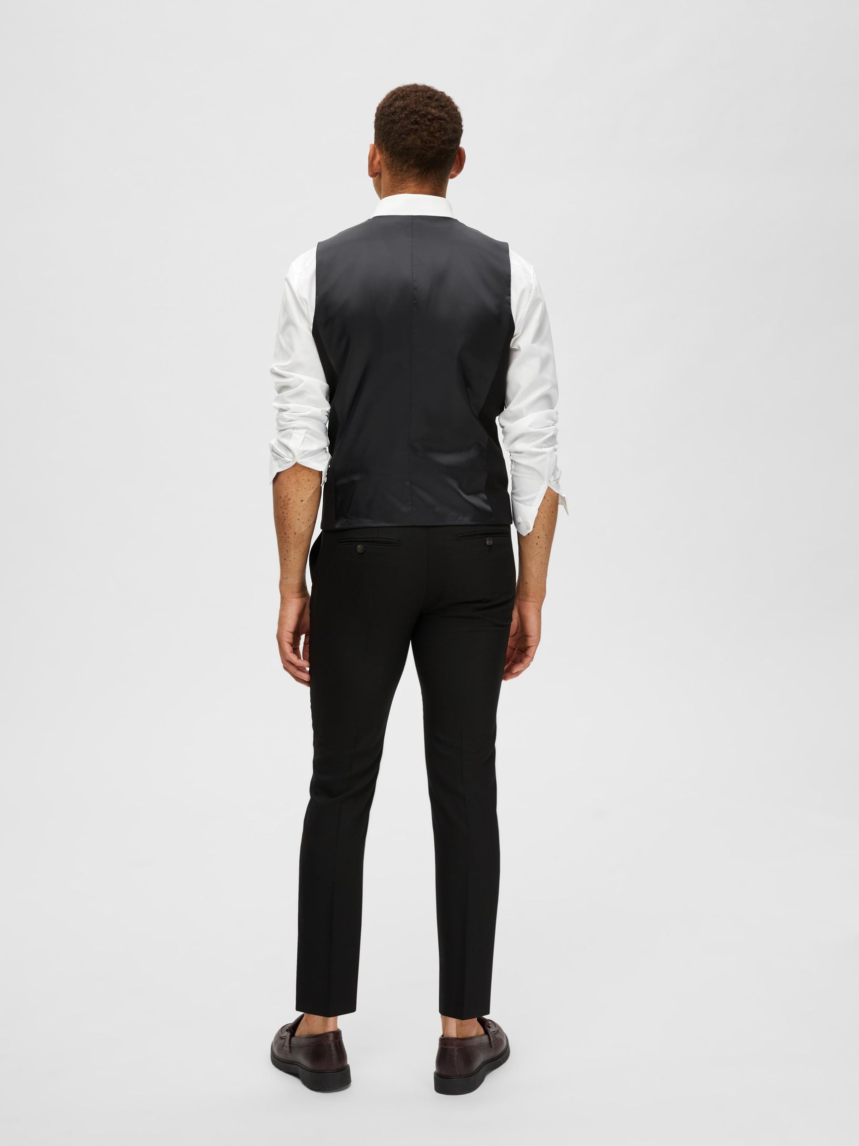 CLASSIC WOOL BLEND WAISTCOAT, Black, highres