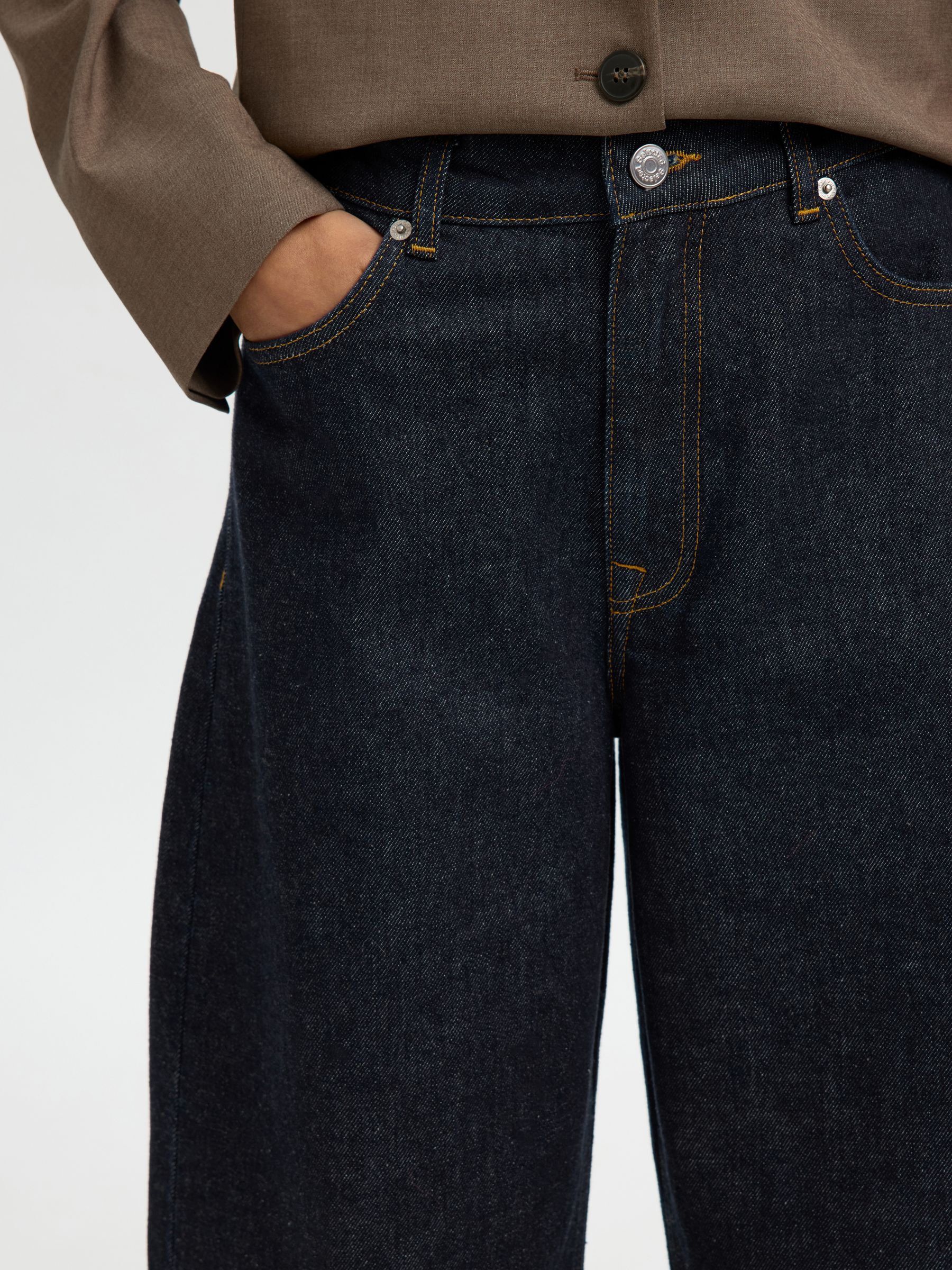 TAILLE MI-HAUTE JEANS BARREL, Dark Blue Denim, highres