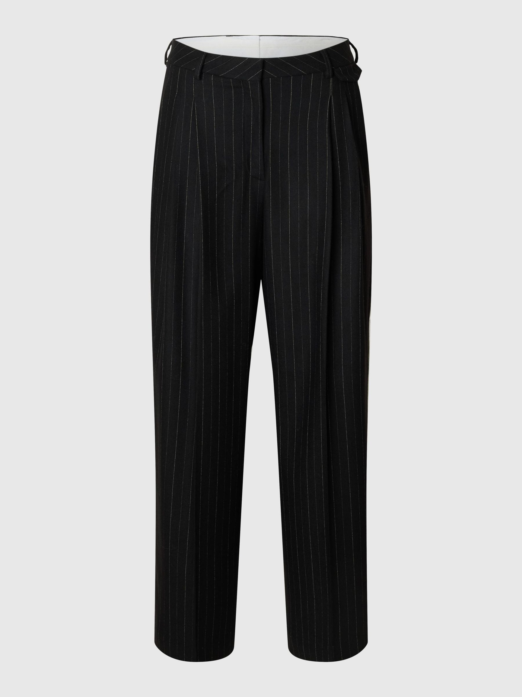 WOOL BLEND SUIT TROUSERS, Black, highres