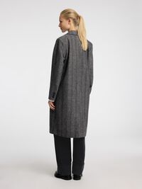 LAINE MÉLANGÉE LONG MANTEAU, Black, highres