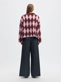 ARGYLE KNITTED JUMPER, Tawny Port, highres