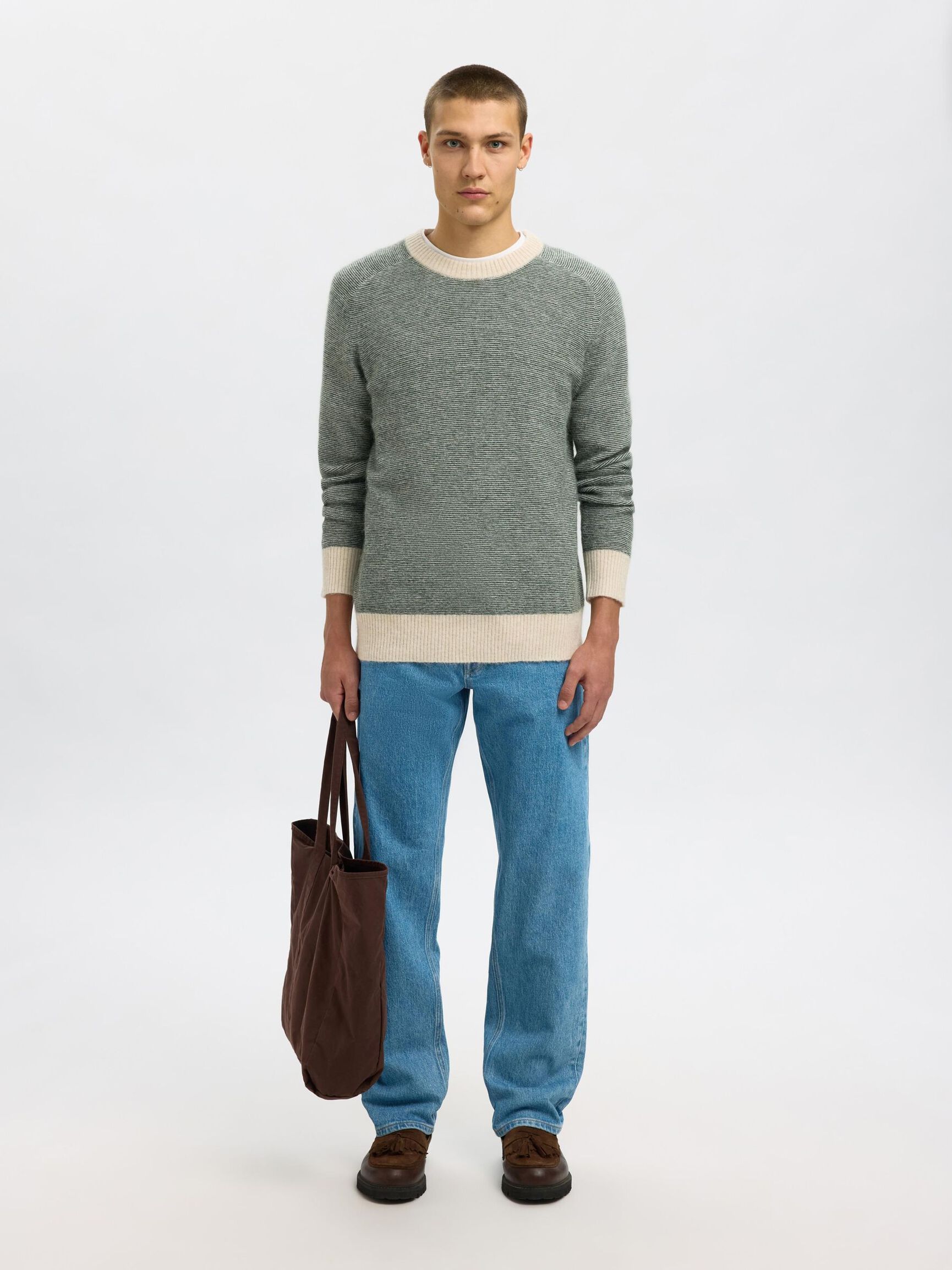 LANGÄRMELIGER STRICKPULLOVER, Deep Forest, highres