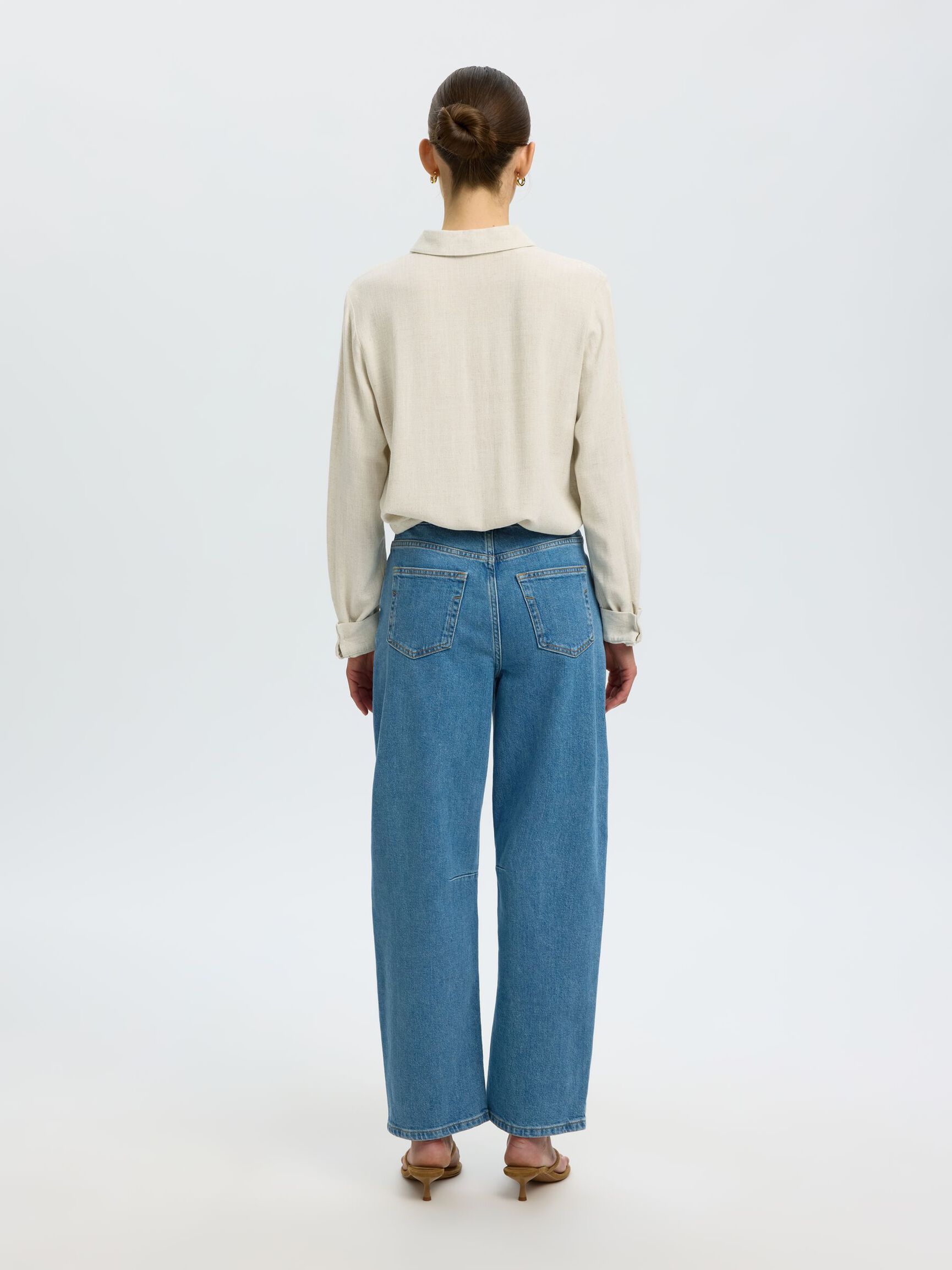 VISCOSE BLEND SHIRT, Sandshell, highres