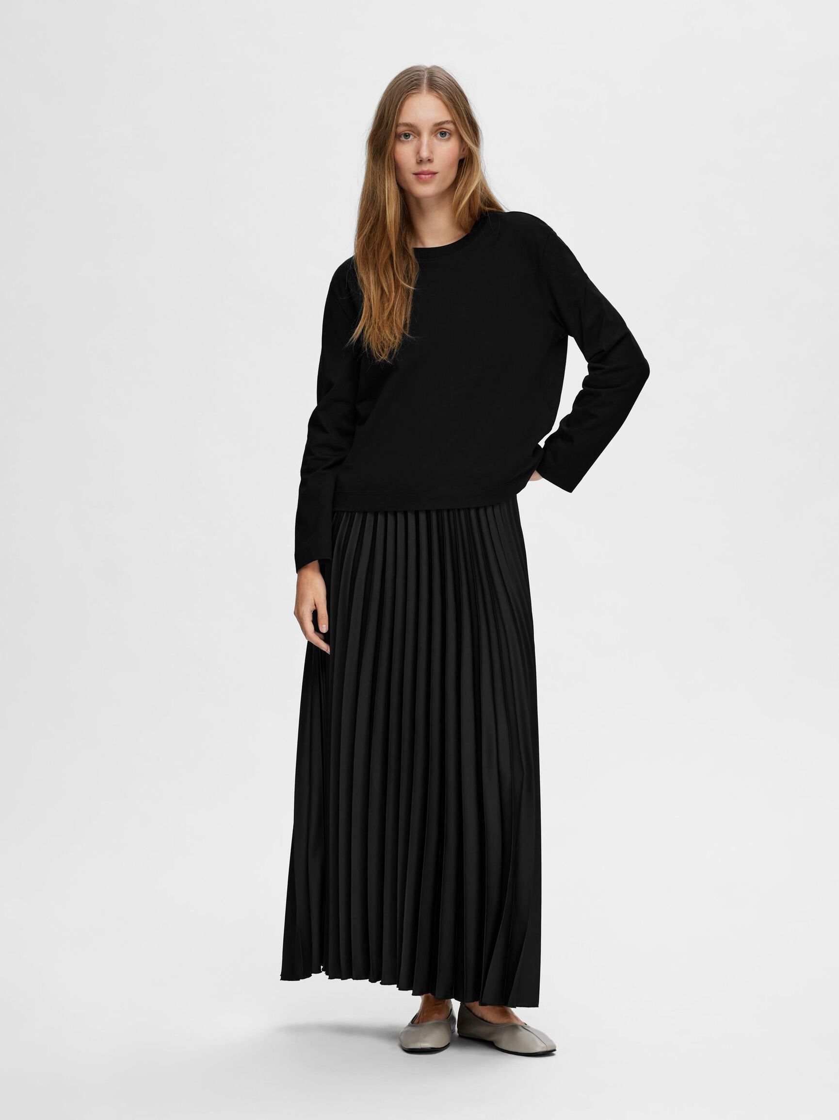 LANGÄRMELIGES BOXY T-SHIRT, Black, highres