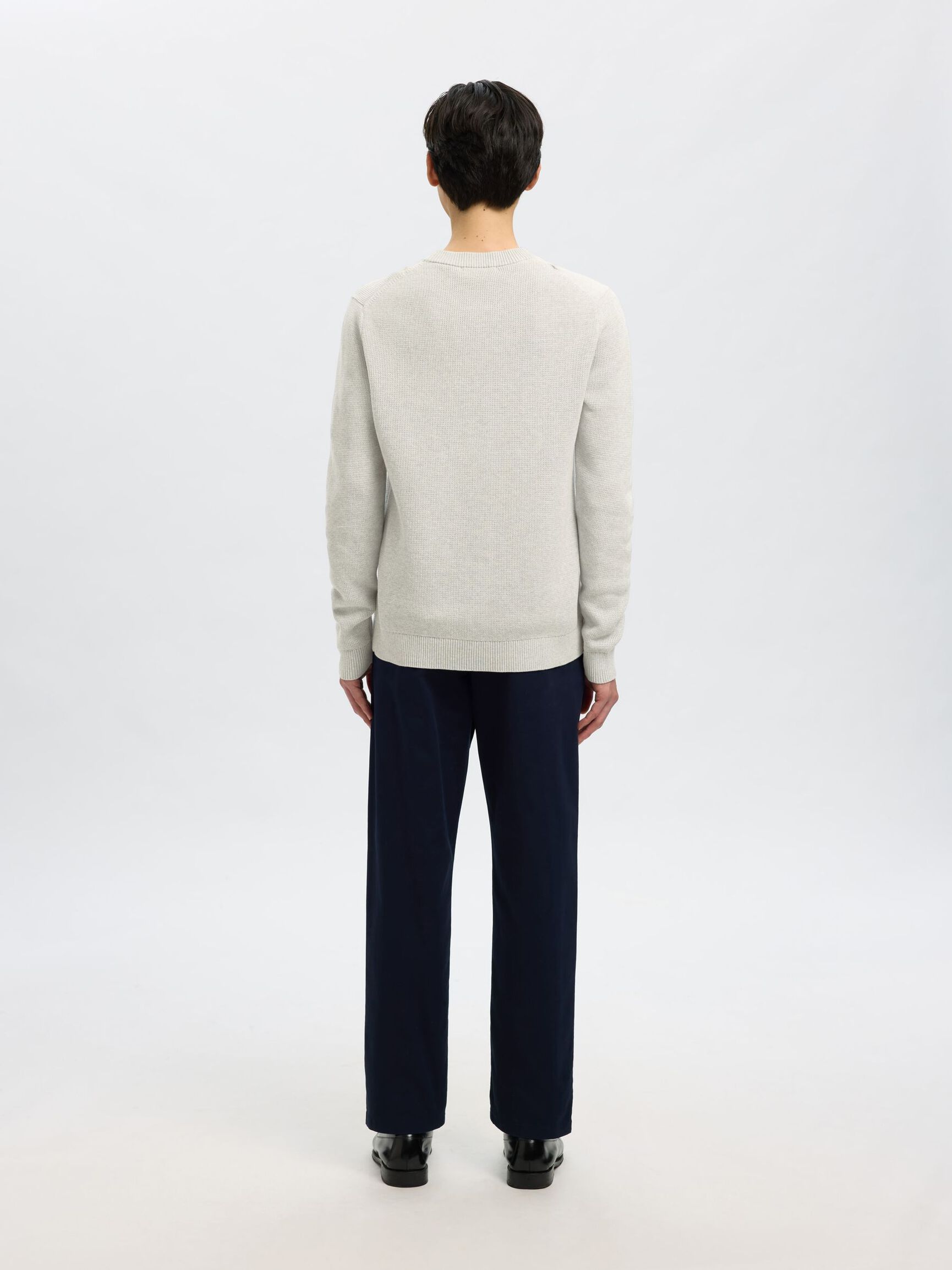 RONDE HALS SWEATER, Light Grey Melange, highres