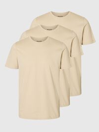 3-PACK COTTON T-SHIRT, Oatmeal, highres