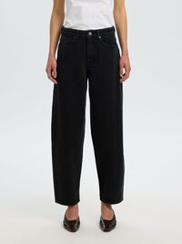 HIGH WAIST BARREL FIT JEANS, Black Denim, highres