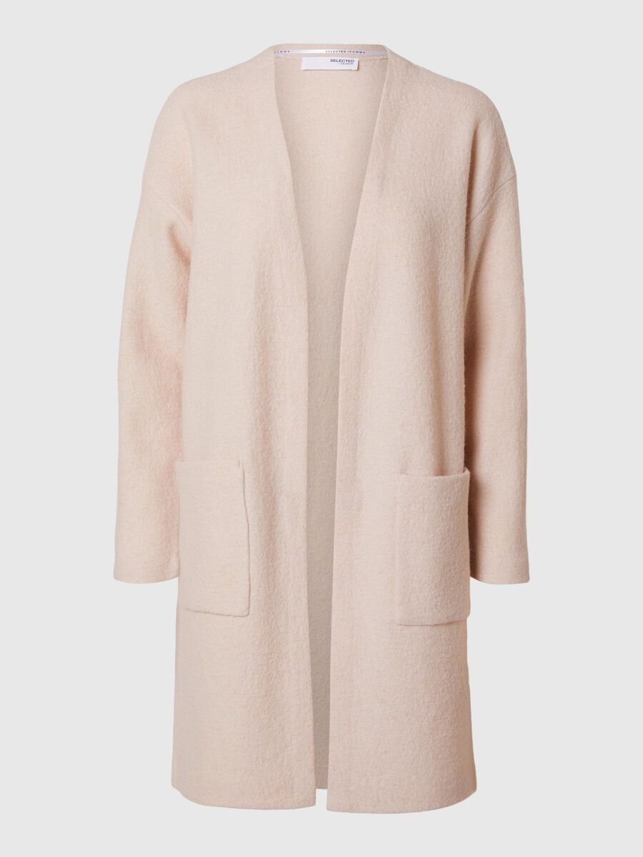 Selected WOOL CARDIGAN, Oatmeal, highres - 16051787_Oatmeal_001.jpg