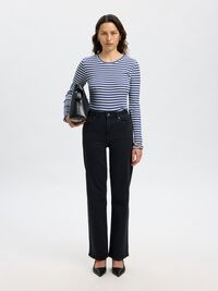 STRIPED LONG-SLEEVED T-SHIRT, Dazzling Blue, highres