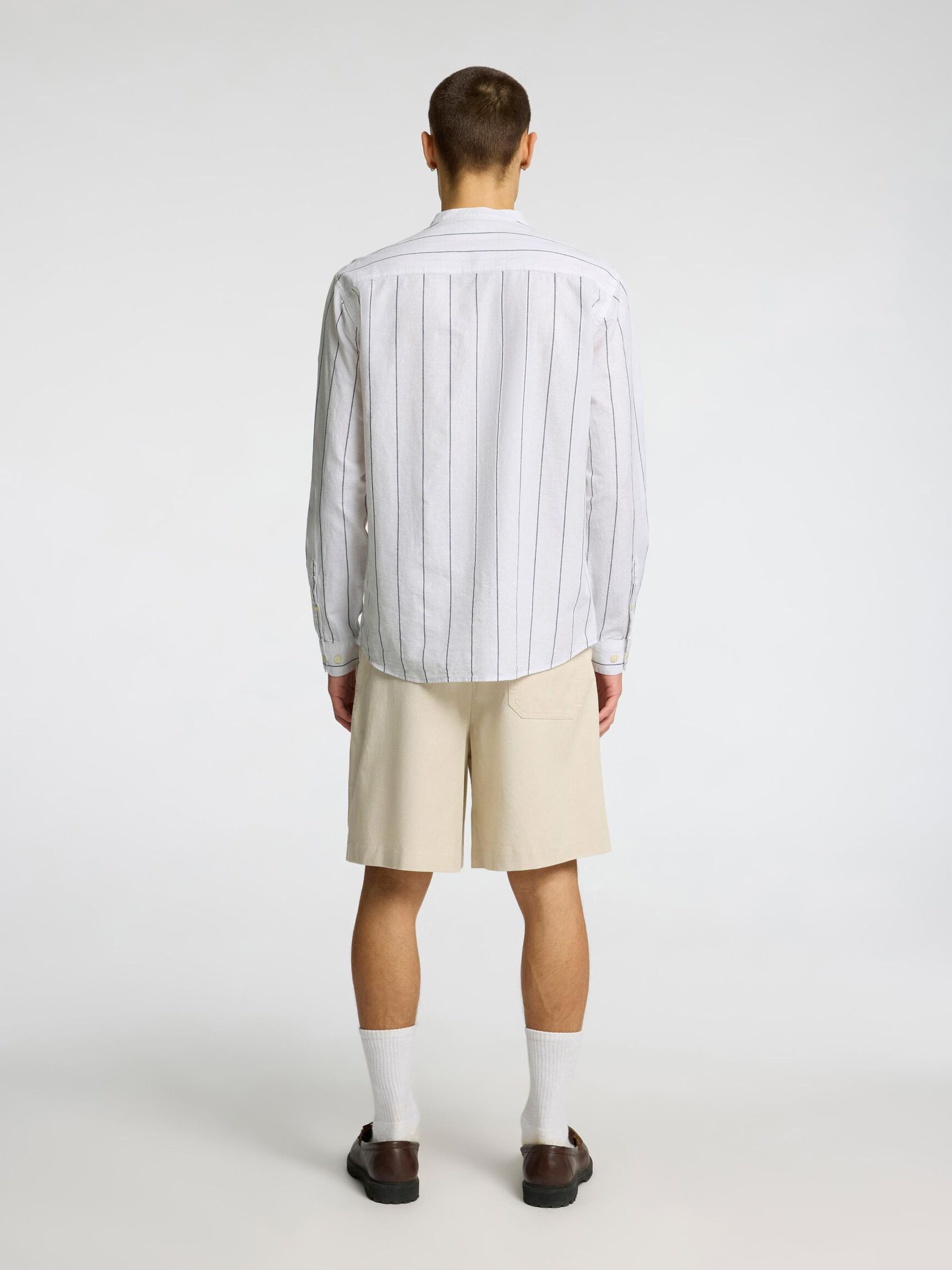 LONG-SLEEVED LINEN BLEND SHIRT, White, highres