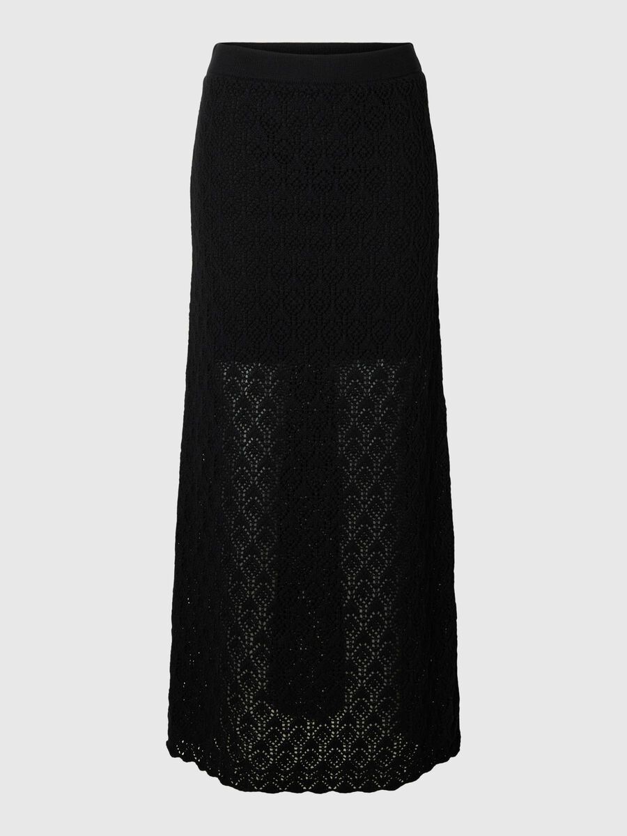 Selected GEBREIDE MAXI ROK, Black, highres - 16097230_Black_001.jpg