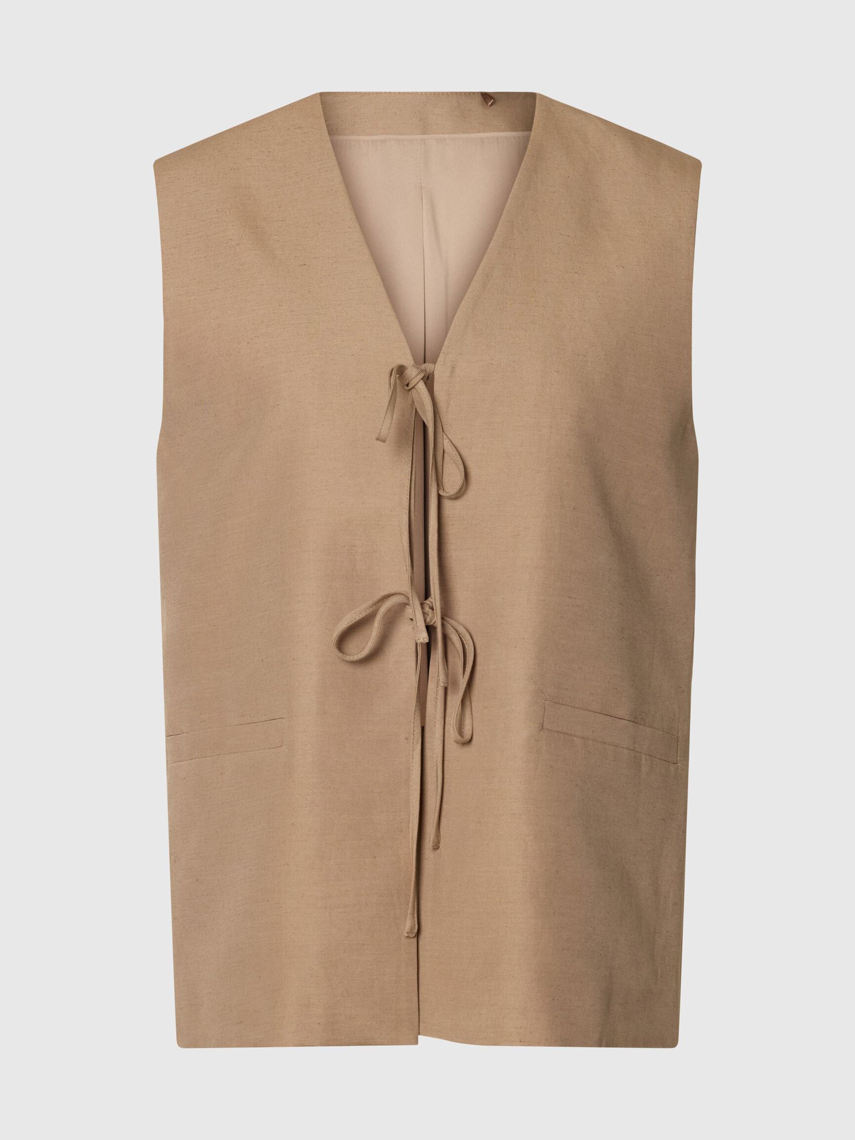 LINEN BLEND VEST, White Pepper, highres