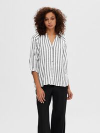 STRIPED COTTON SHIRT, Snow White, highres