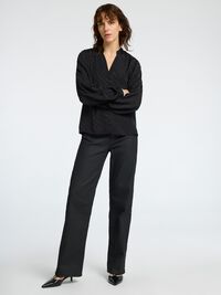 VISCOSEMIX SHIRT MET LANGE MOUWEN, Black, highres