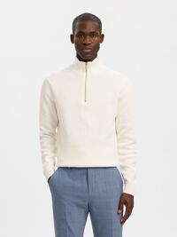 HALF-ZIP JUMPER, Bright White, highres