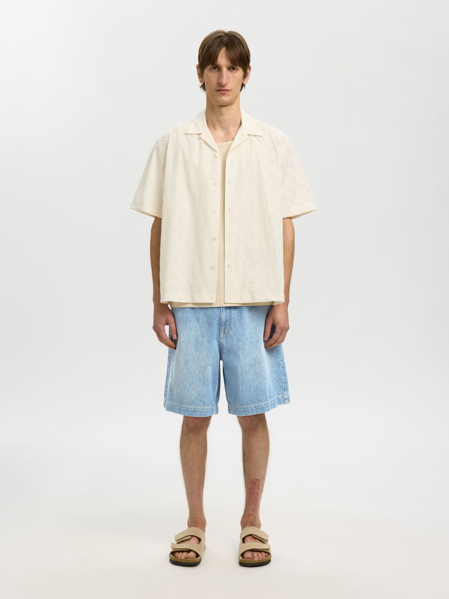 LOOSE FIT DENIM SHORTS, Light Blue Denim, highres