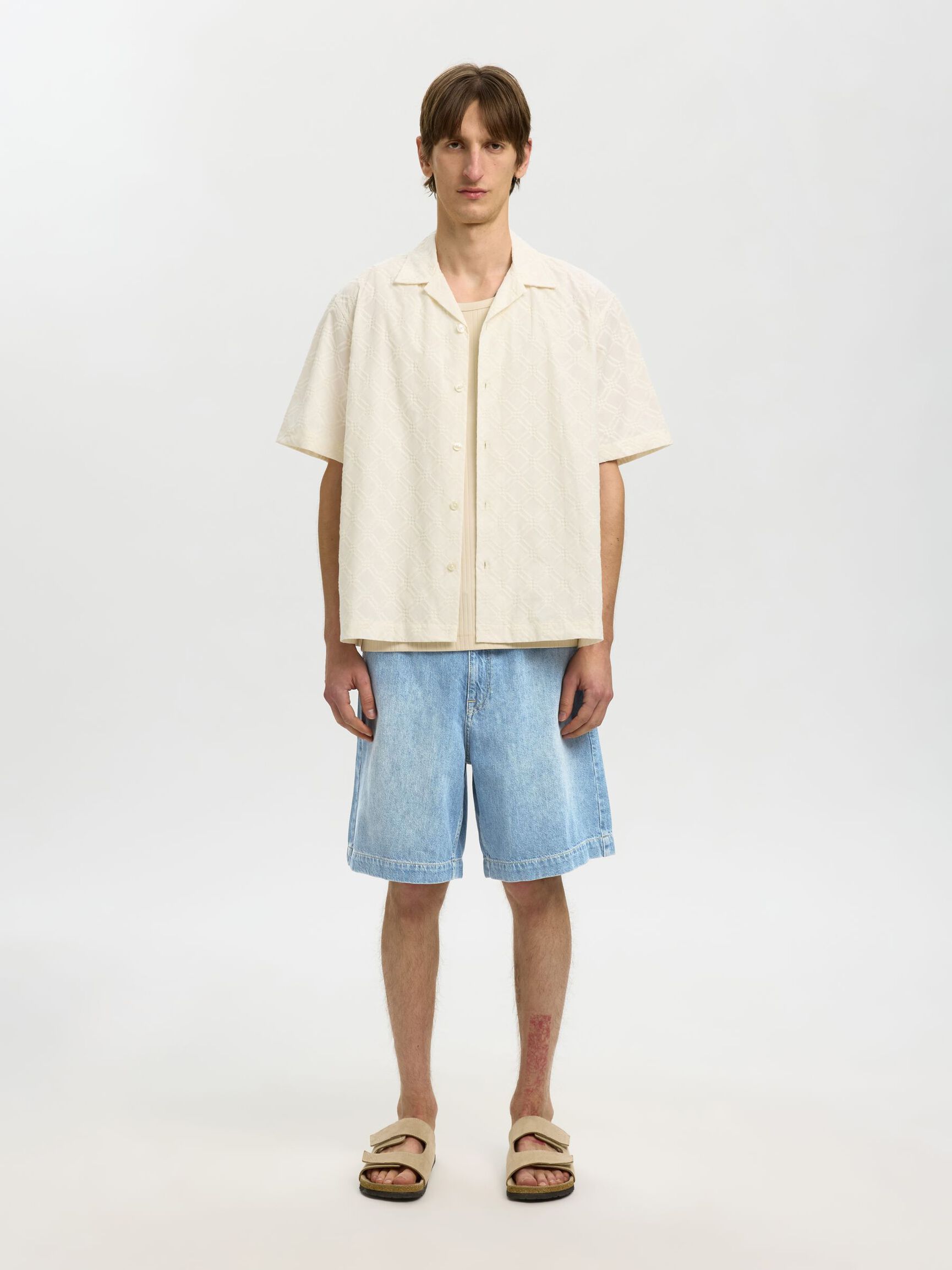 LOOSE FIT DENIM SHORTS, Light Blue Denim, highres