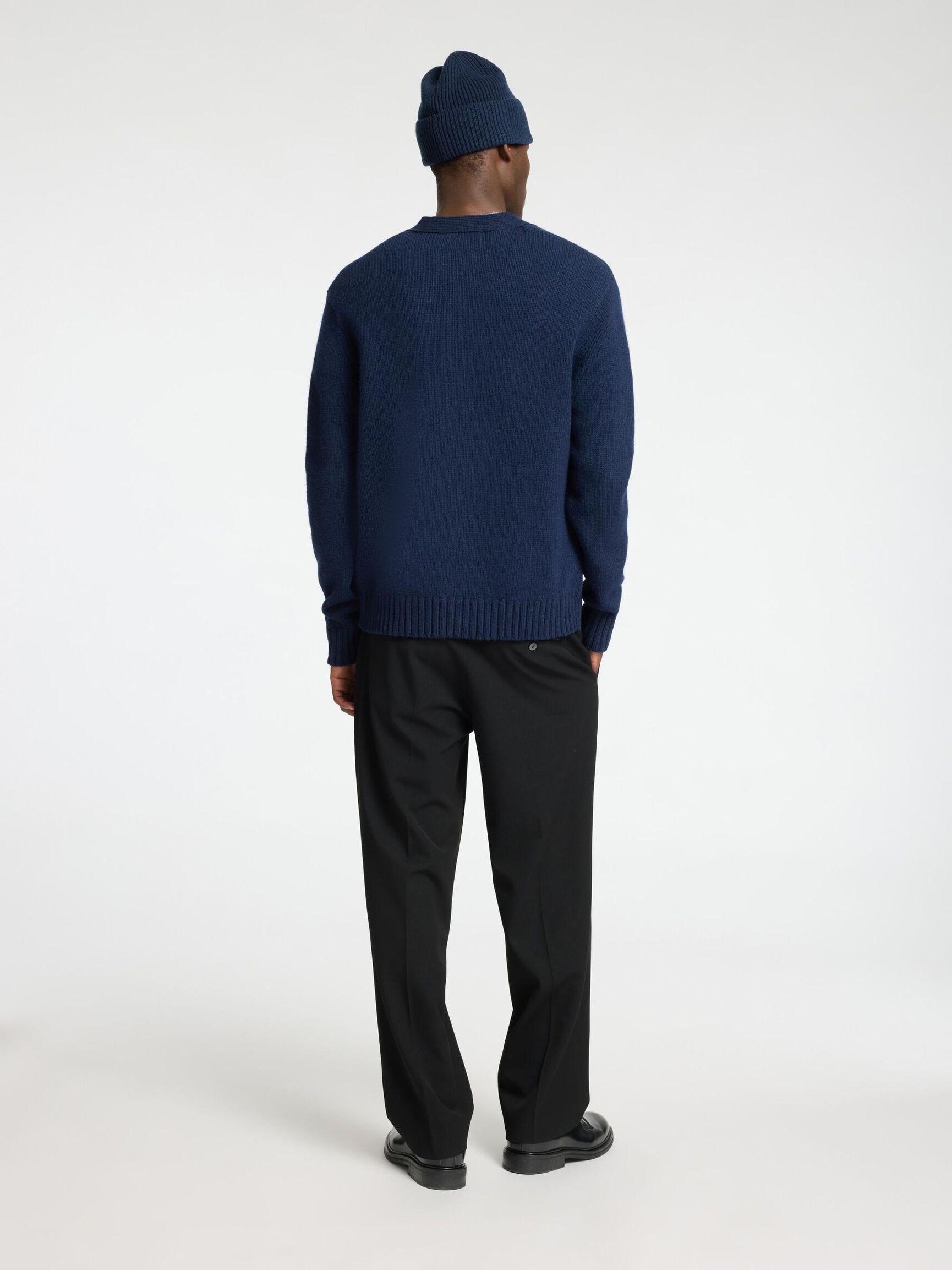 RELAXED FIT WOLLGEMISCH STRICKJACKE, Sky Captain, highres