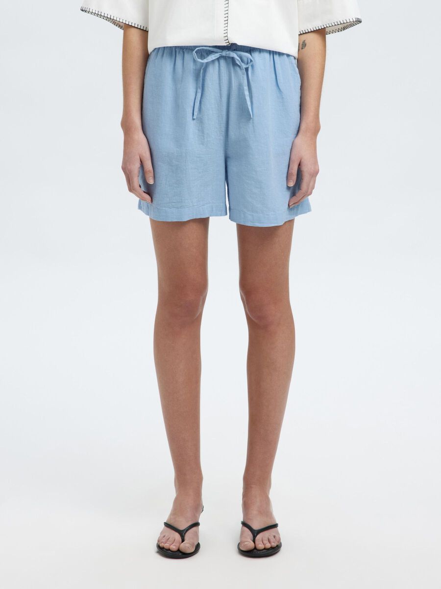 Selected MID WAIST LINEN-BLEND SHORTS, Cashmere Blue, highres - 16097919_CashmereBlue_1187486_003.jpg