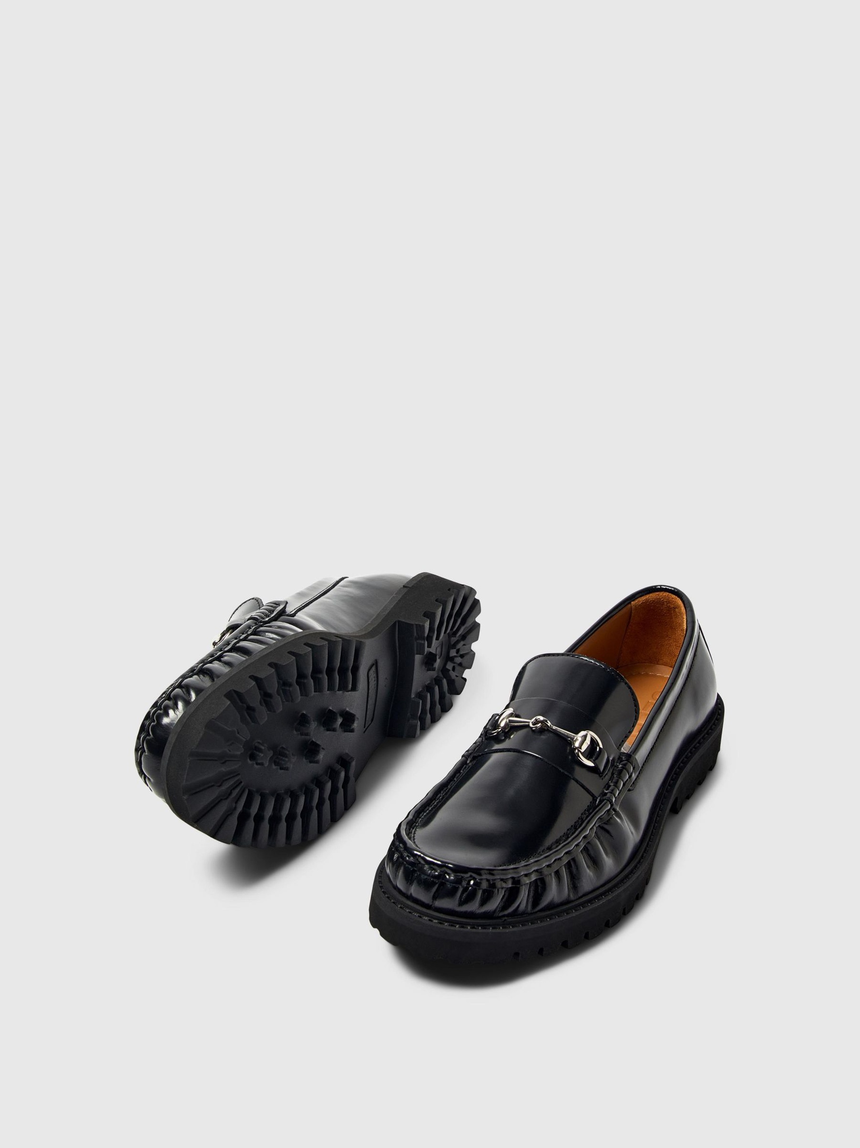 LÆDER HORSEBIT LOAFERS, Black, highres