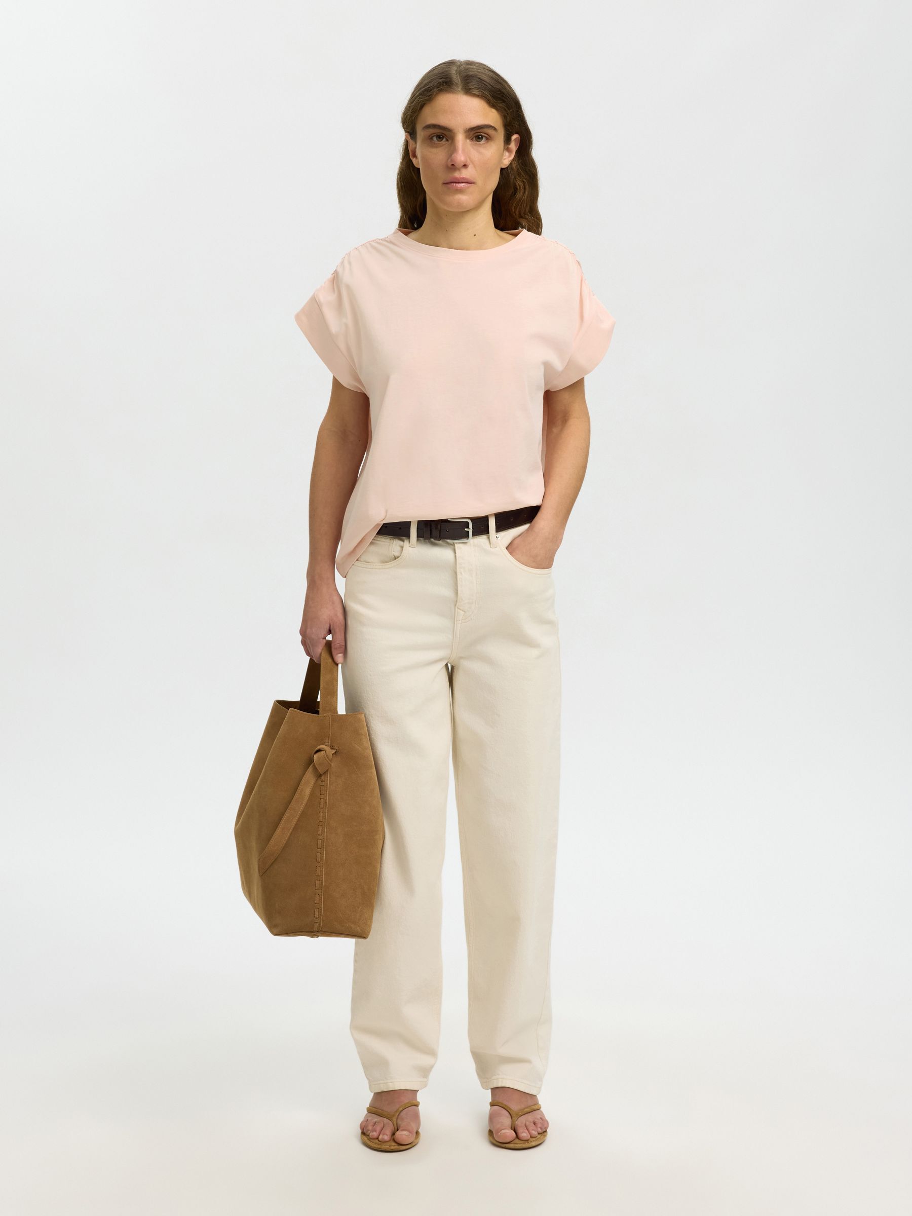 COTTON SHORT SLEEVED TOP, Pale Dogwood, highres