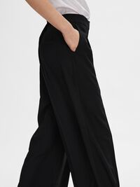 WOVEN WIDE-LEG TROUSERS, Black, highres