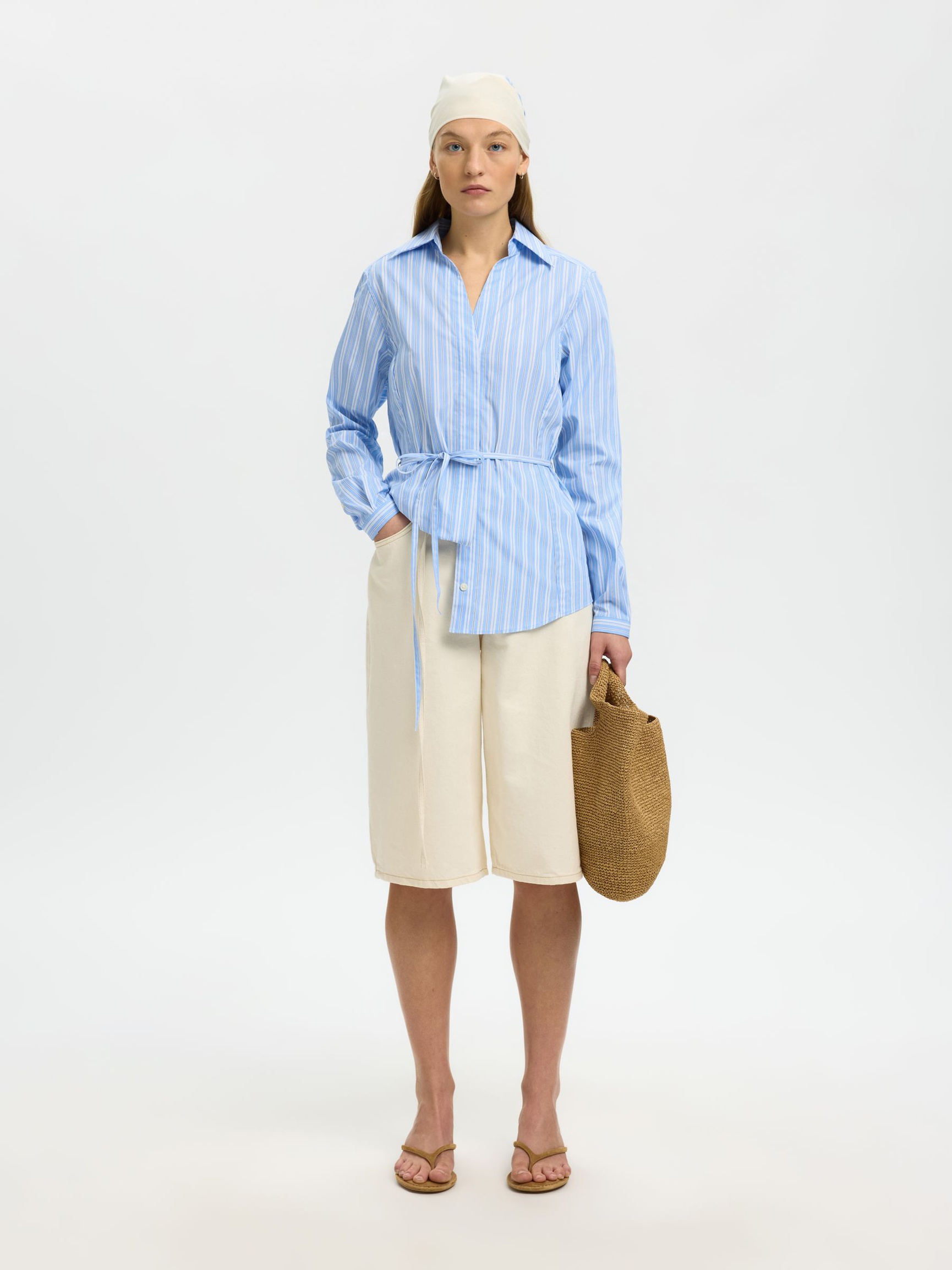 BINDELUKNING FORAN LANGÆRMET SKJORTE, Cashmere Blue, highres