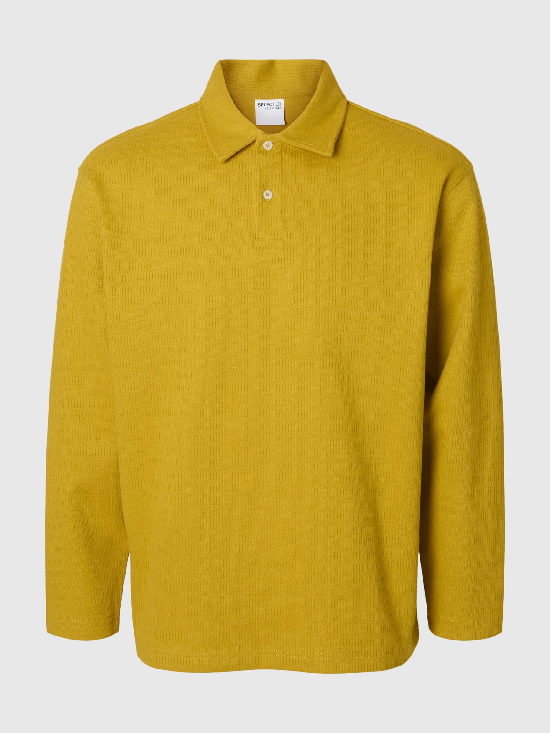 100% BAUMWOLL LANGARM-POLOSHIRT, Gold Flake, highres