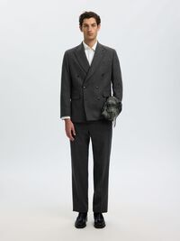 WOOL BLEND SUIT TROUSERS, Dark Grey, highres