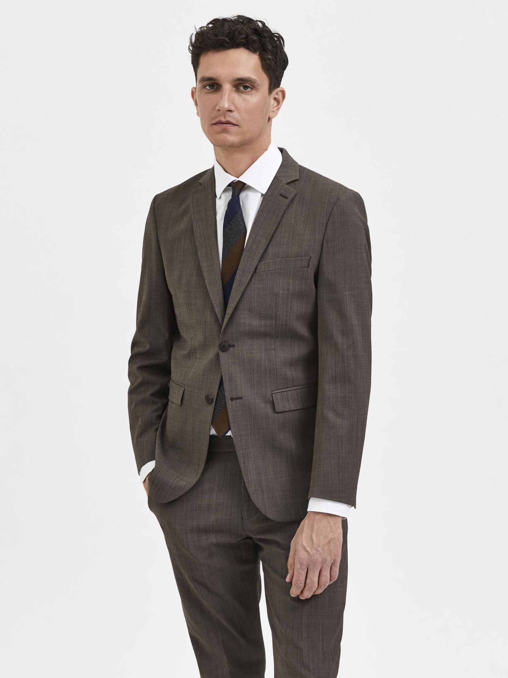 SLIM FIT ULLBLANDNING KAVAJ, Camel, highres