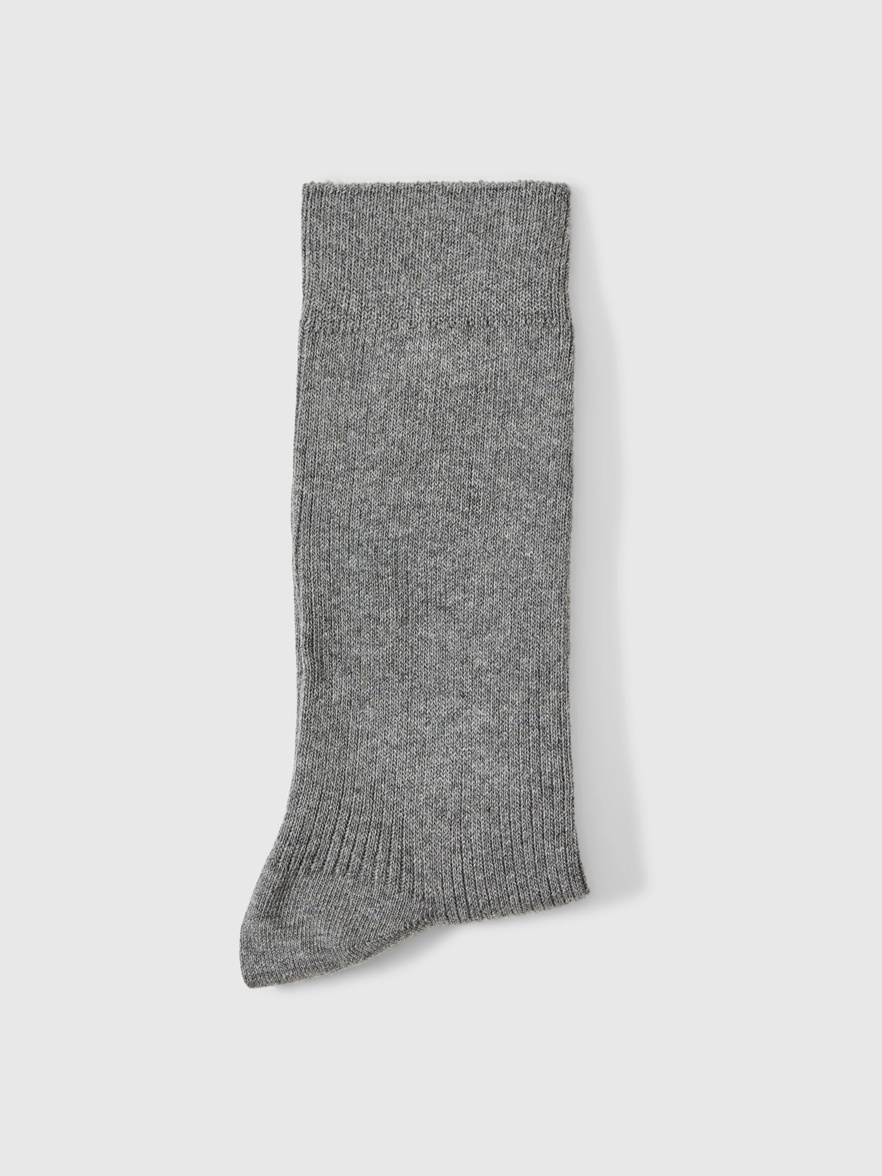 COTTON BLEND SOCKS, Medium Grey Melange, highres