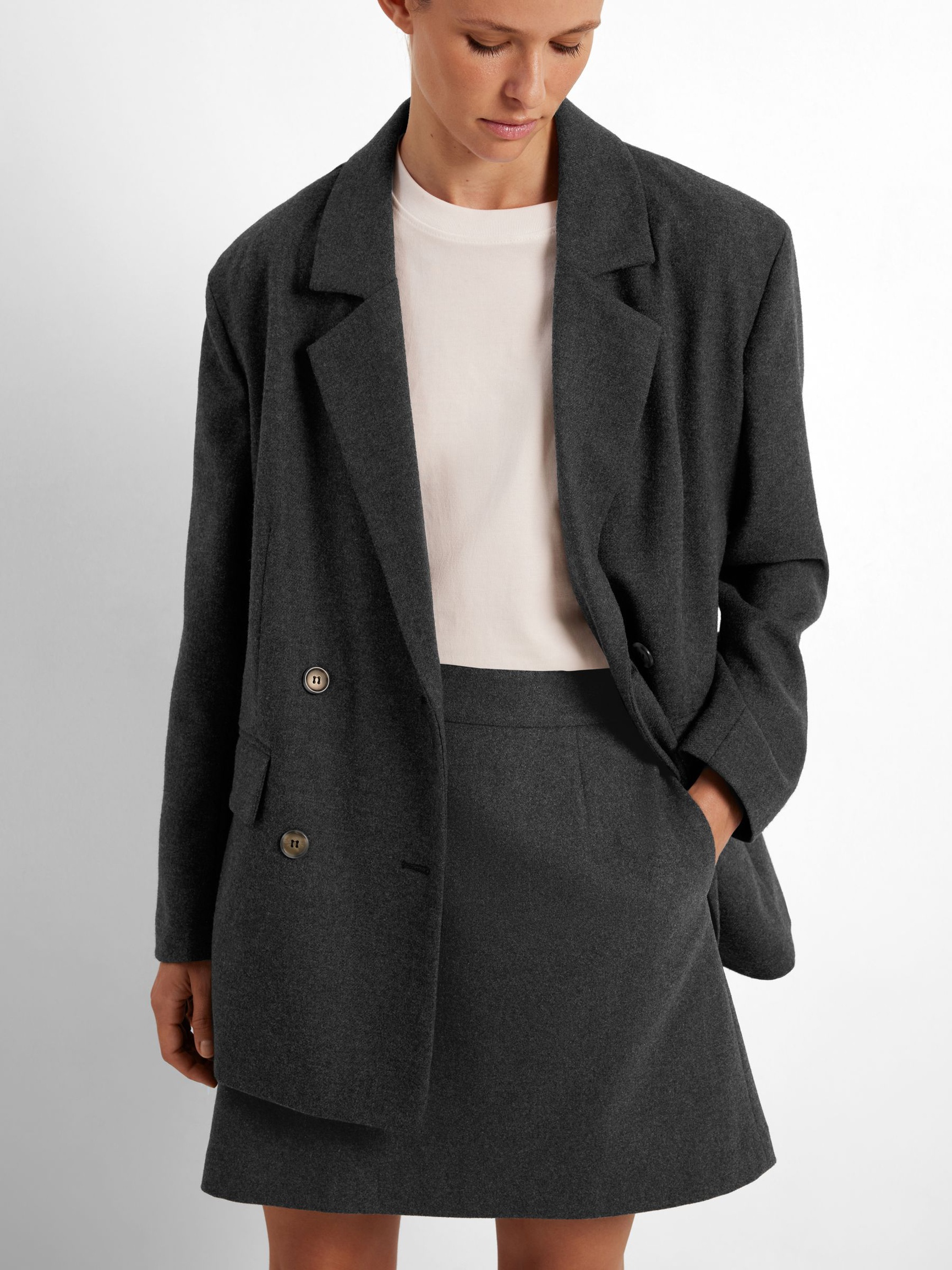 SKRÆDDERSYET ULDBLANDING MININEDERDEL, Dark Grey Melange, highres