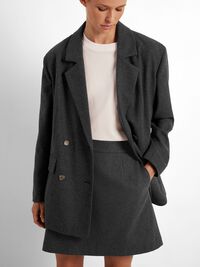 TAILORED WOOL BLEND MINI SKIRT, Dark Grey Melange, highres