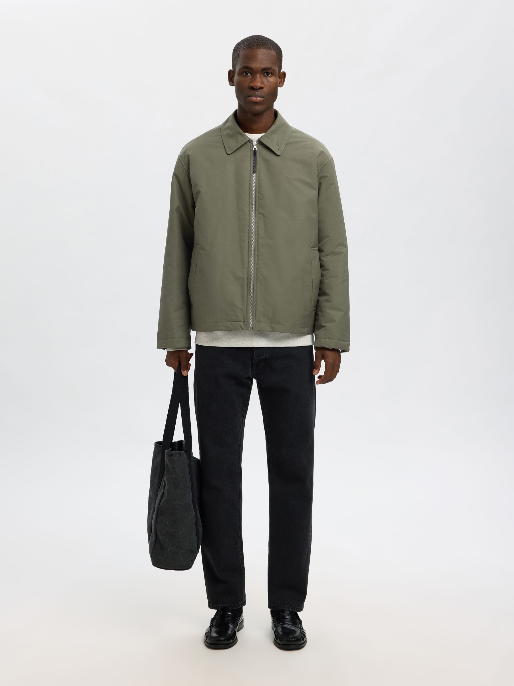 RELAXED FIT KURZJACKE, Olive Night, highres