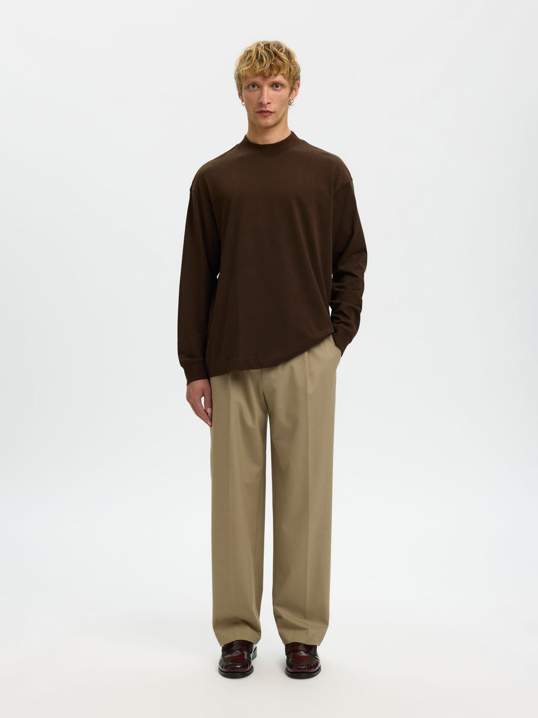 RELAXED FIT LONG-SLEEVED T-SHIRT, Demitasse, highres