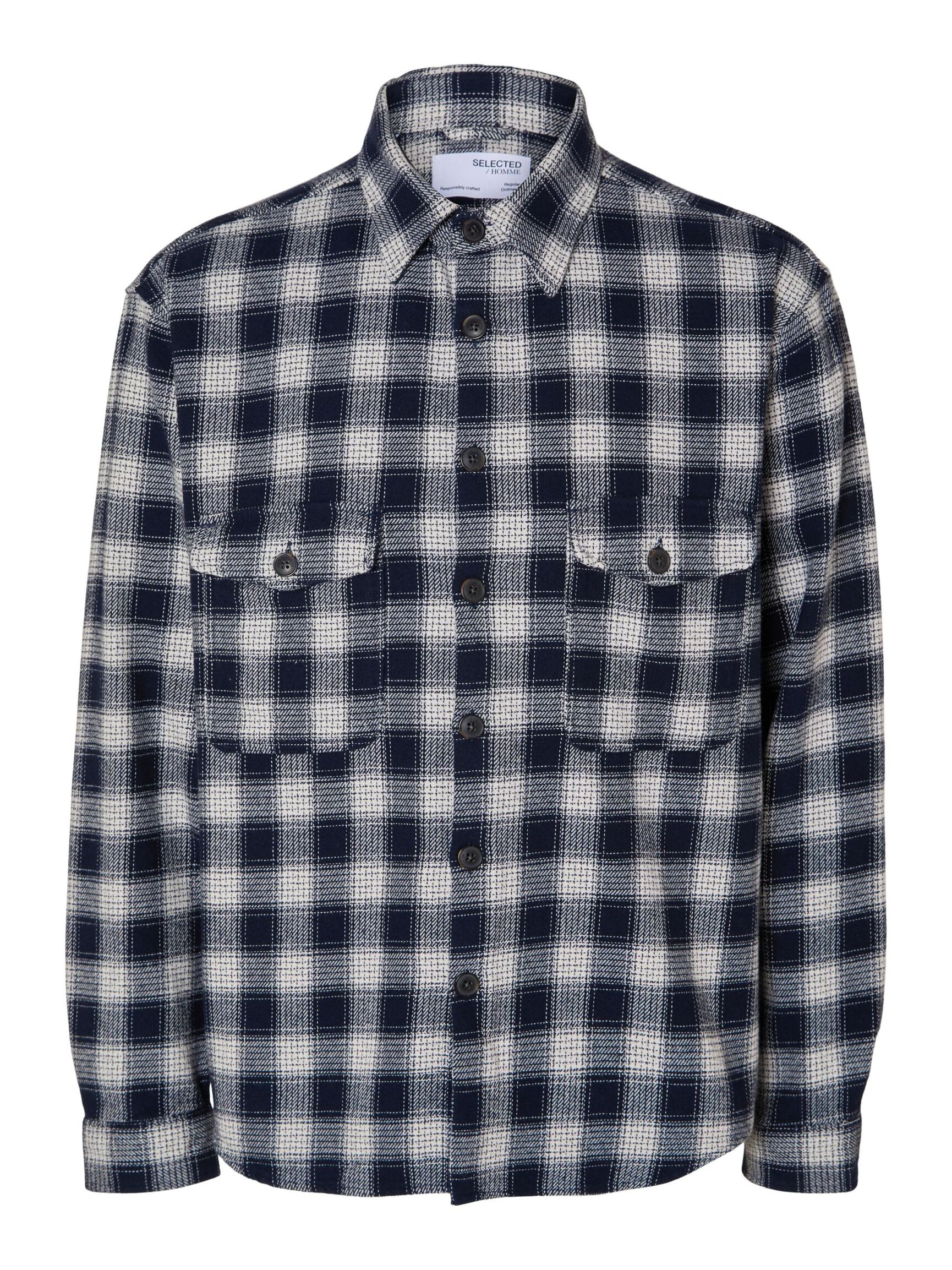 FLANEL OVERSHIRT, Dark Navy, highres