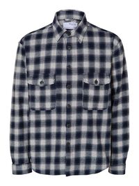 FLANEL OVERSHIRT, Dark Navy, highres