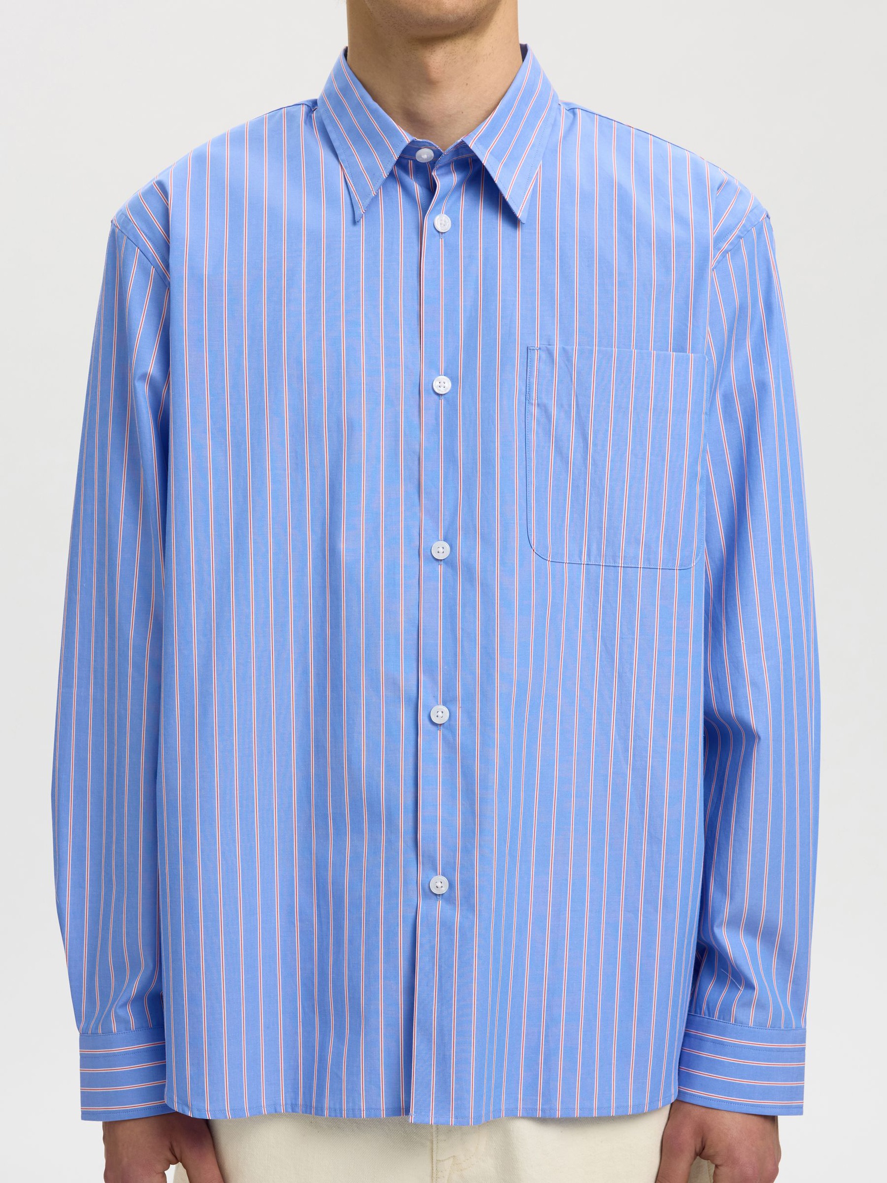 RELAXED FIT OVERHEMD MET LANGE MOUWEN, Light Blue, highres