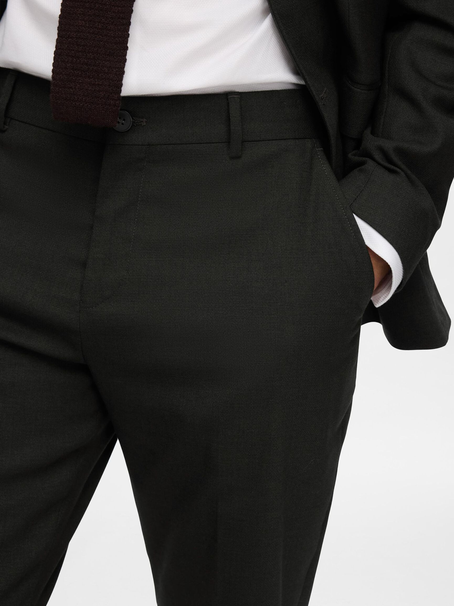 WOVEN WOOL BLEND TROUSERS, Rosin, highres