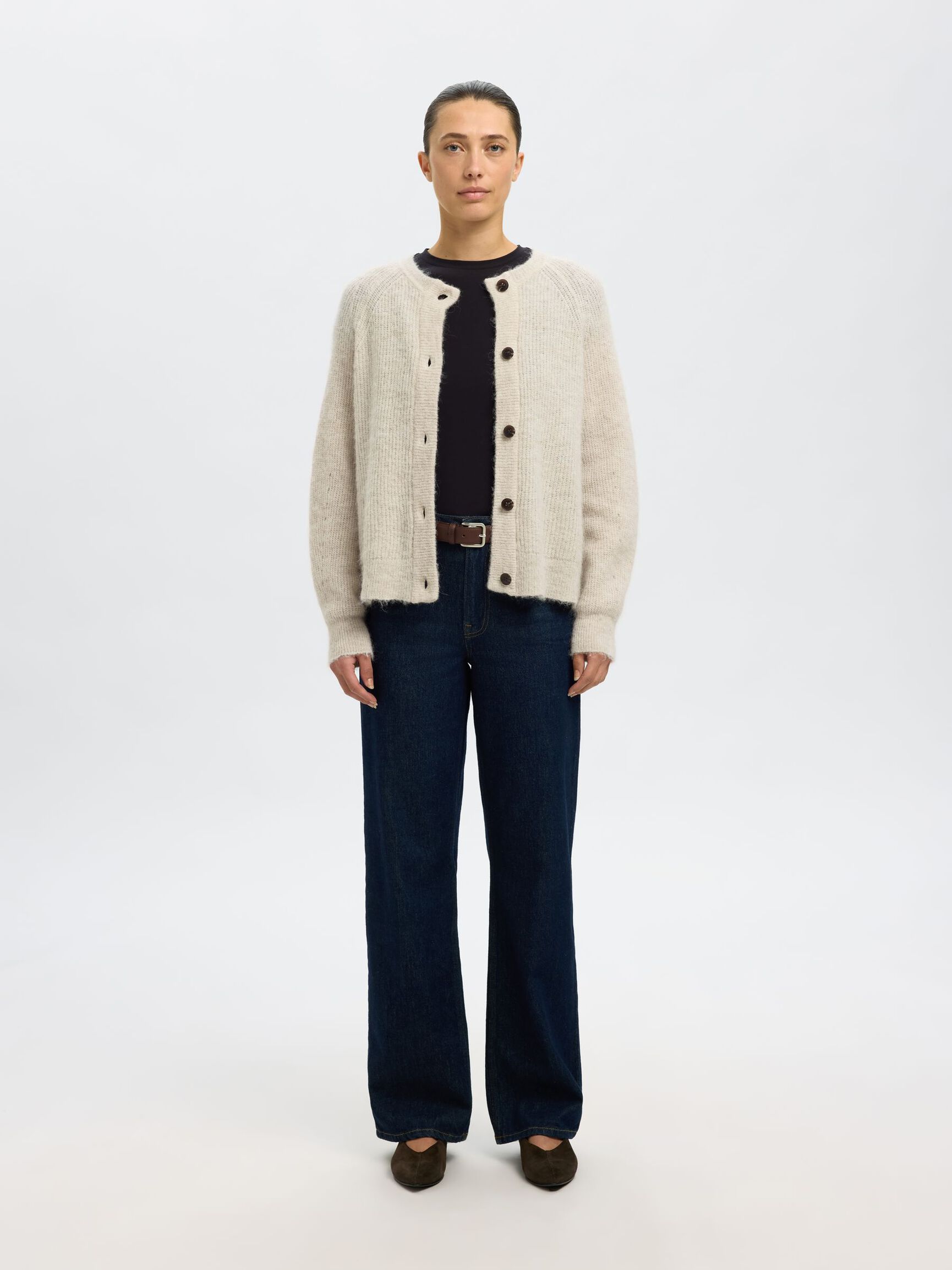 LONG-SLEEVED CARDIGAN, Birch, highres