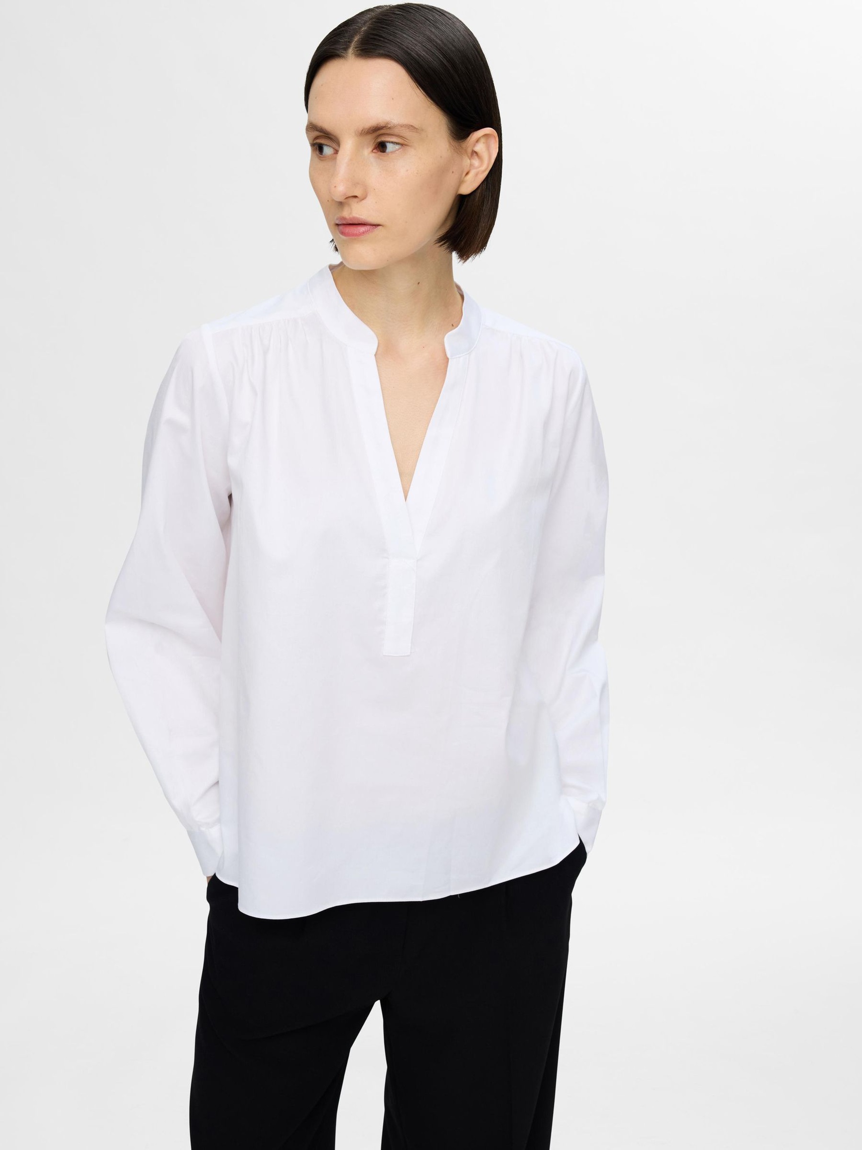 LÅNGÄRMAD BLUS, Bright White, highres