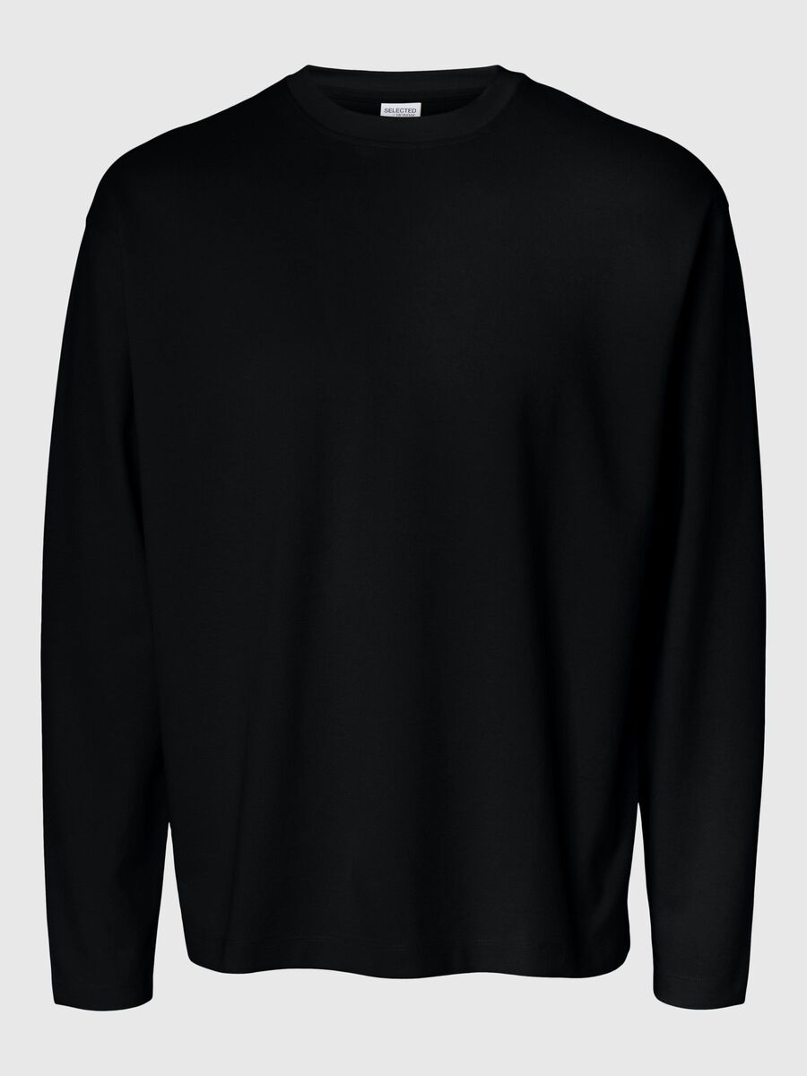 Selected LOOSE FIT LONGSLEEVE, Black, highres - 16097847_Black_001.jpg