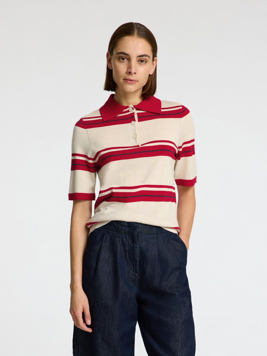 Selected 100% MERINO WOOL KNITTED POLO SHIRT, Birch, highres - 16099140_Birch_1216580_003.jpg