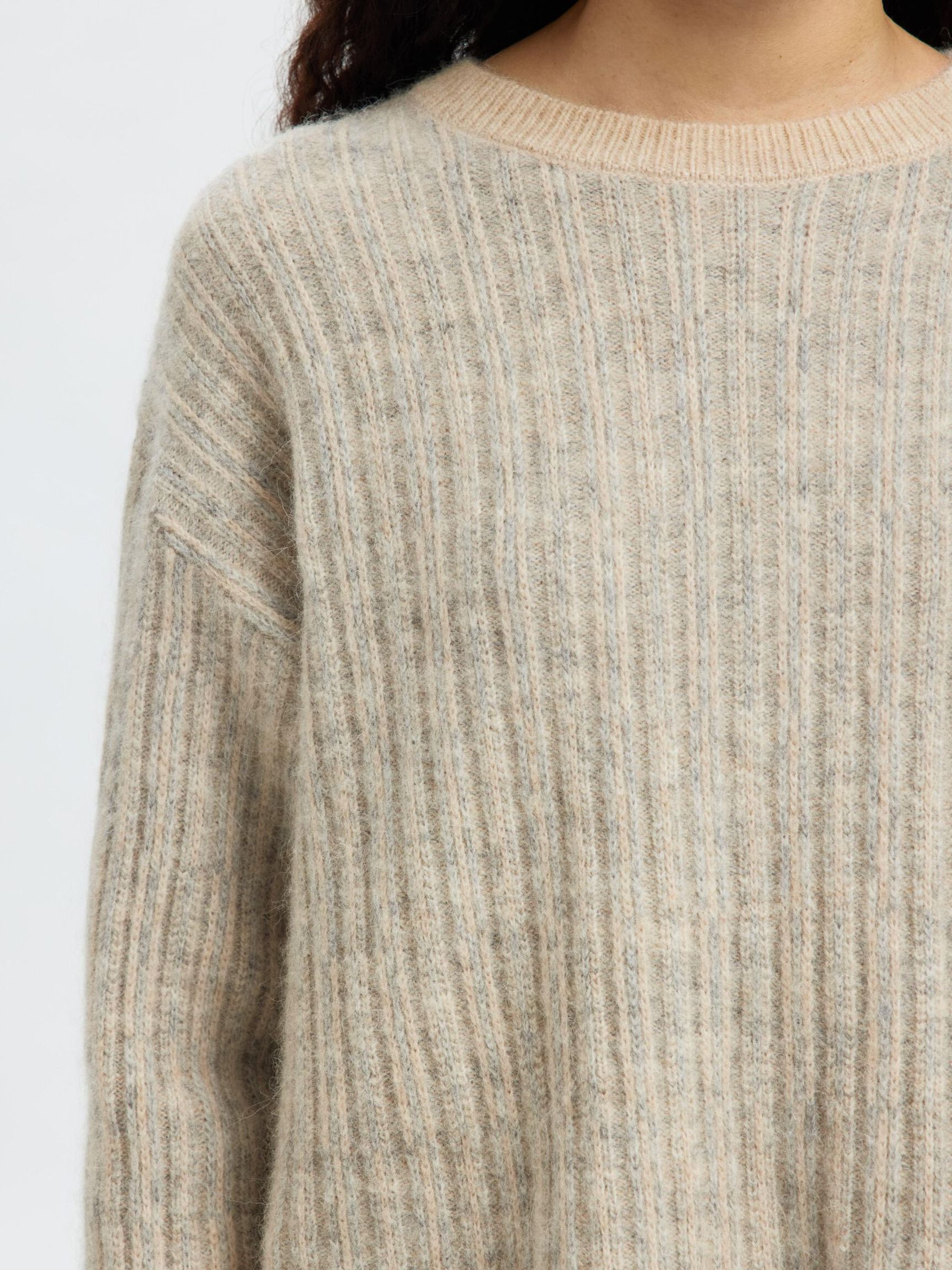 WOOL BLEND KNITTED JUMPER, Birch, highres