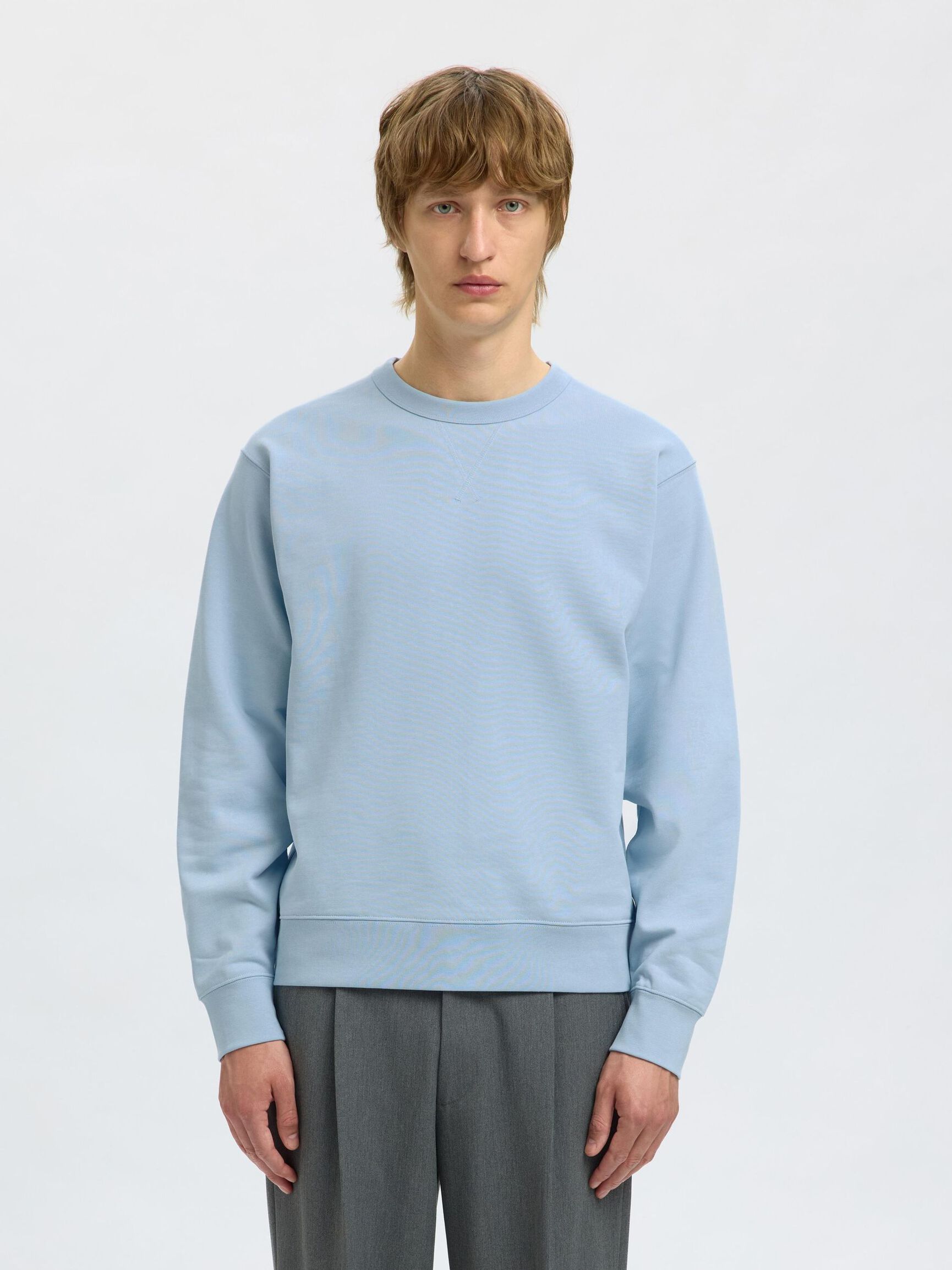 100% COTTON SWEATSHIRT, Cashmere Blue, highres