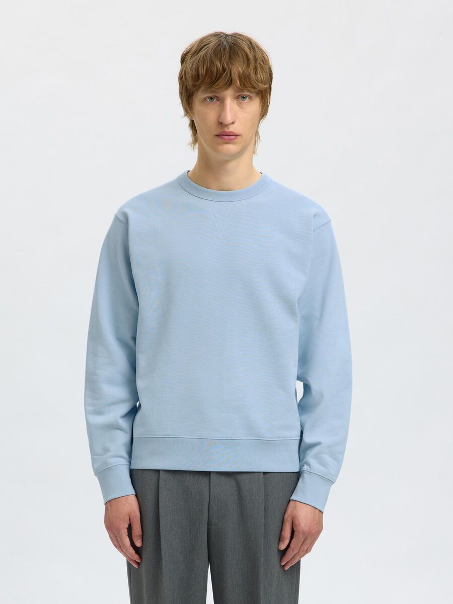 Selected 100% COTTON SWEATSHIRT, Cashmere Blue, highres - 16099829_CashmereBlue_003.jpg
